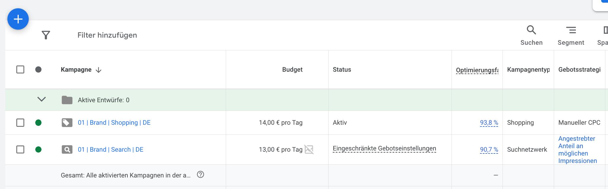 Google Ads Branded Search und Branded Shopping Kampagne